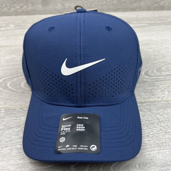 Nike Dri-FIT ADV Rise Structured Swoosh Blue Hat Cap Size L/XL NEW - Picture 2 of 13